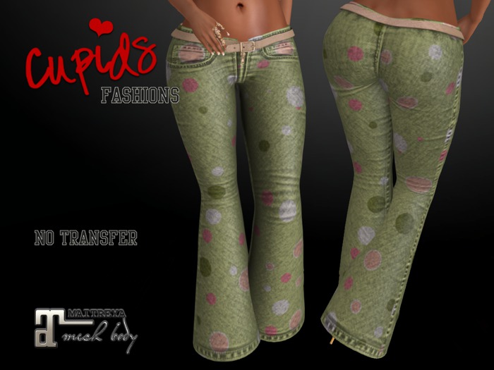 *CF*Bell Bottoms - MAITREYA Green Polkadot