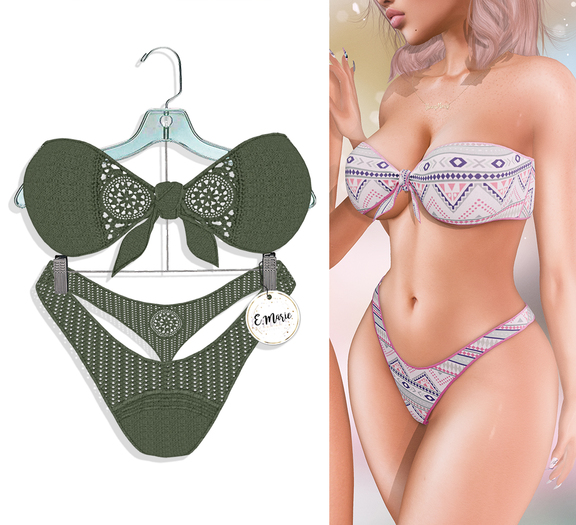 e.marie // Bandeau Bikini - Green