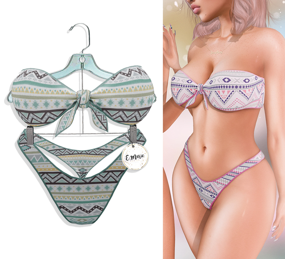 e.marie // Bandeau Bikini - Print Green