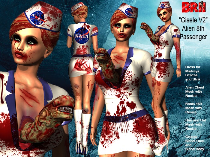**GISELE V2 ALIEN 8TH PASSENGER STYLE THEME COSTUME **