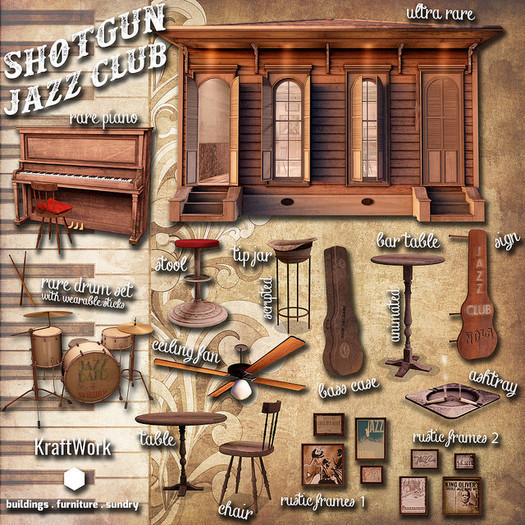 10 KraftWork Shotgun Jazz Club Rustic Frames 2