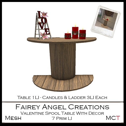 FAC Valentine Spool Table With Decor 179L