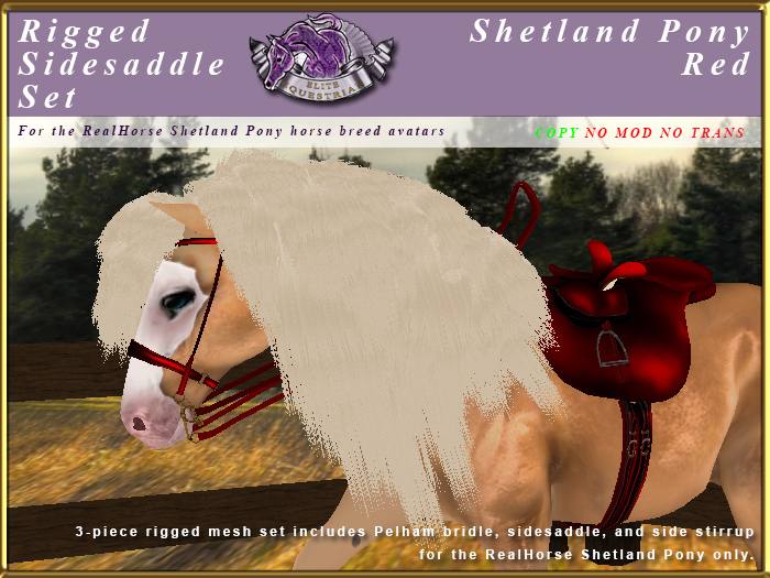 *E* Rigged SideSaddle Set  [BOXED] RH Shetland Red