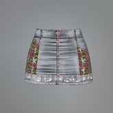 Floral Denim Mesh Button Miniskirt