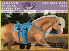 *E* Cimarron Western Saddle Set  [BOXED] RH Shetland Blue