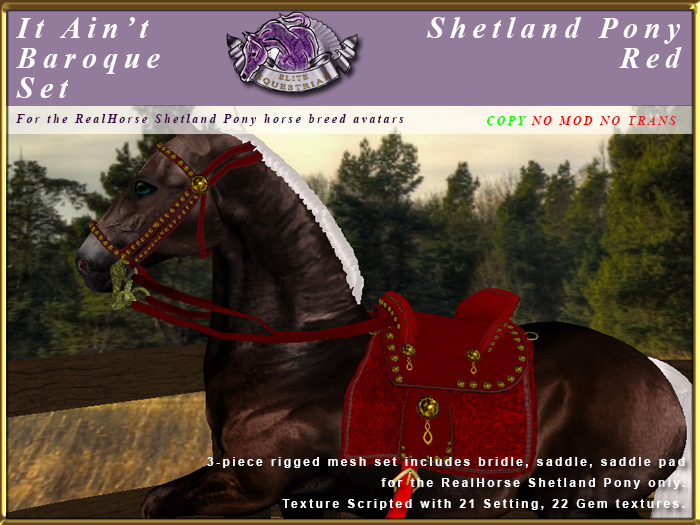 *E* It Ain't Baroque Saddle Set [BOXED] RH Shetland Red