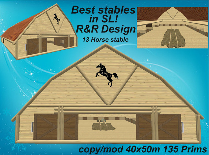 Stable for 13 horses with a lot of equipment, sculpted,