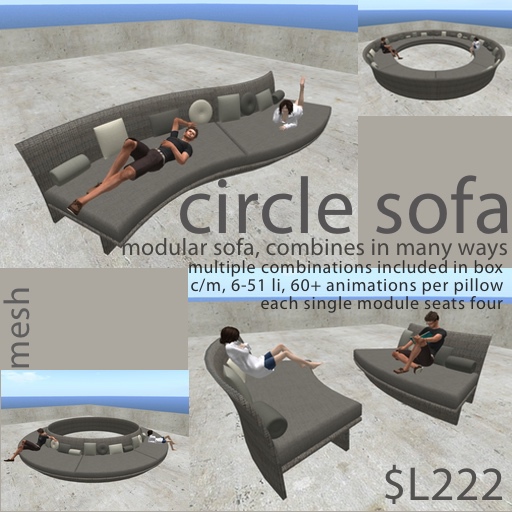 Circle Sofa - Gray Wicker