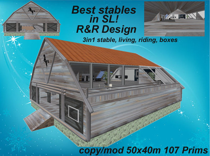 3in1 Stable grey for living with furniture, indoor riding arena, boxes, wi