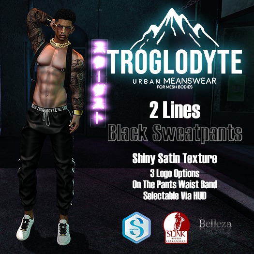 TROGLODYTE - 2 Lines Black Sweatpants
