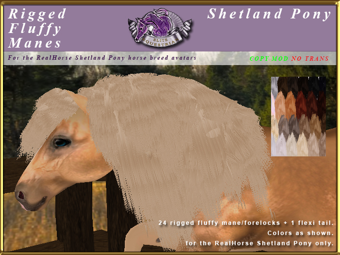 *E* Rigged Fluffy Mane Set  [BOXED] RH Shetland - All Colors