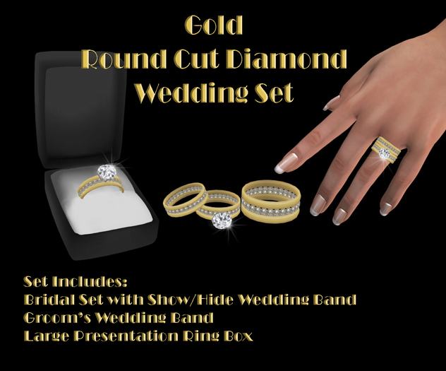 Mesh Gold & Diamond Wedding Set