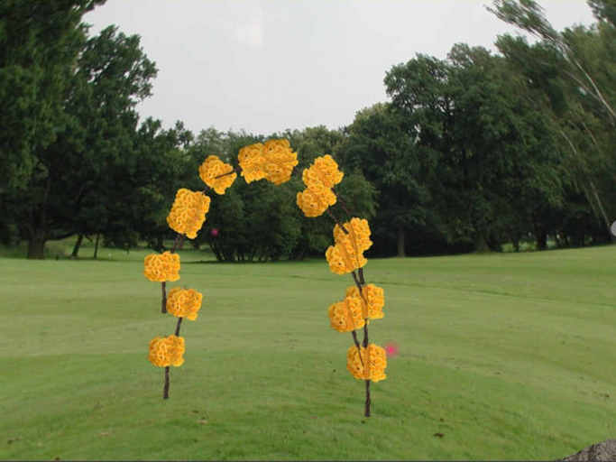 PLANT Garden Arch Spring Weeping Yellow Roses 1 Prim Sculpty Multiface CY Trellis FF45
