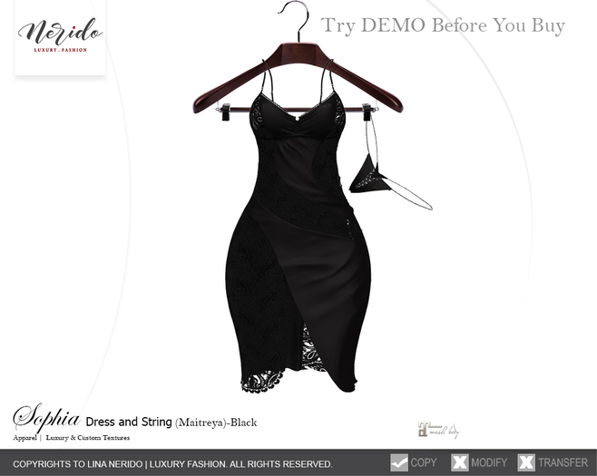 ~Nerido~ Sophia Dress/String (Maitreya)-Black