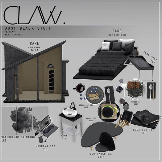 Second Life Marketplace - C L A Vv. Just Black Stuff - Low Table Set