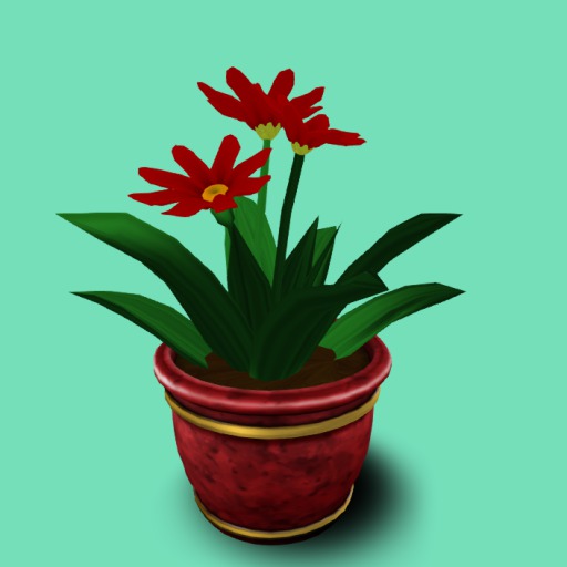 Potted Red Flower, 9 Li , Bagged