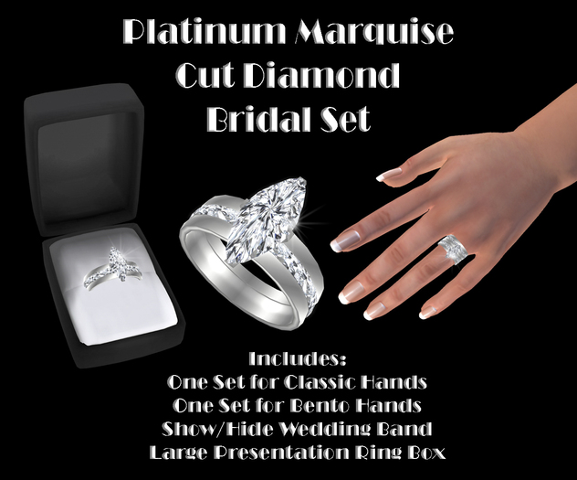Mesh Platinum Marquise Cut Diamond Bridal Set