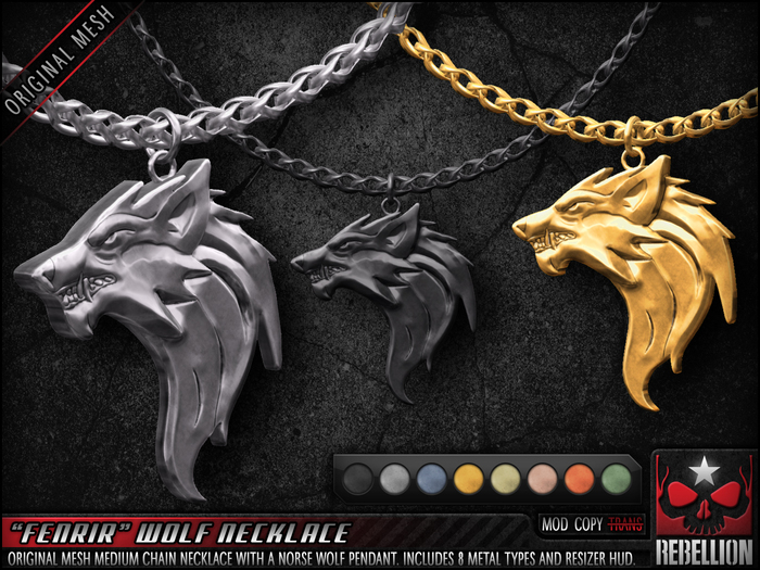 = REBELLION = "FENRIR" WOLF NECKLACE - DEMO