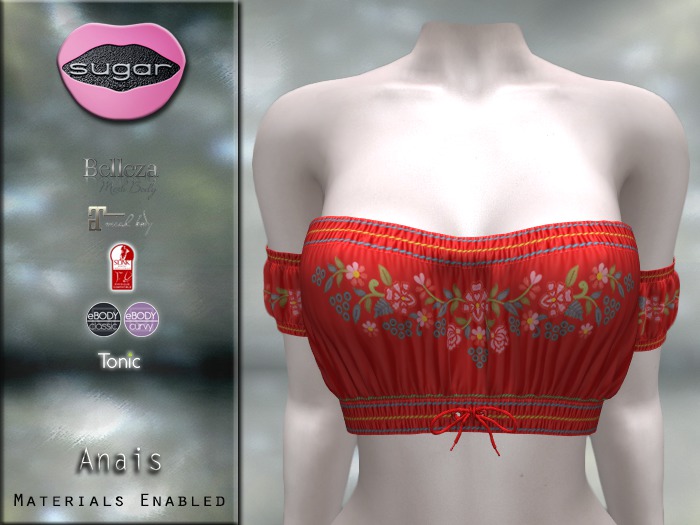 :-:SUGAR:-: Anais Top {Floral Red}