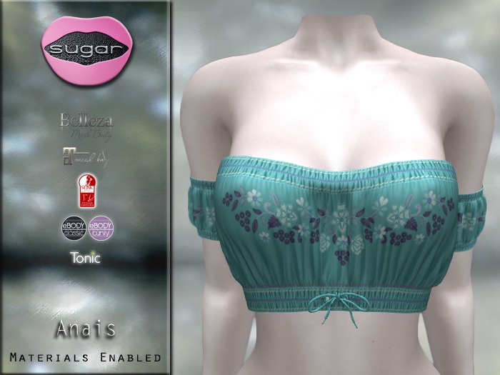 :-:SUGAR:-: Anais Top {Floral Teal}