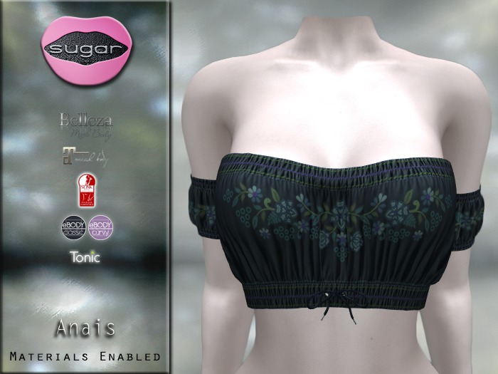 :-:SUGAR:-: Anais Top {Floral Petroleum}