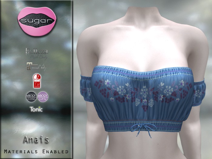 :-:SUGAR:-: Anais Top {Floral Blue}