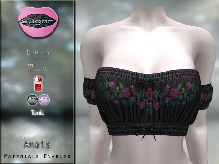 :-:SUGAR:-: Anais Top {Floral Dark Grey}