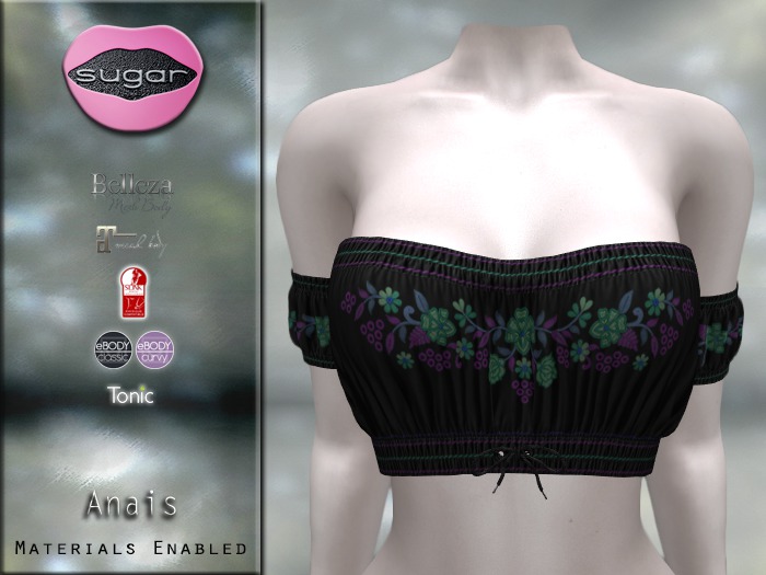 :-:SUGAR:-: Anais Top {Floral Black 2}