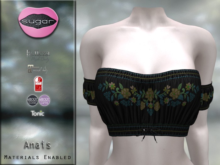 :-:SUGAR:-: Anais Top {Floral Black}