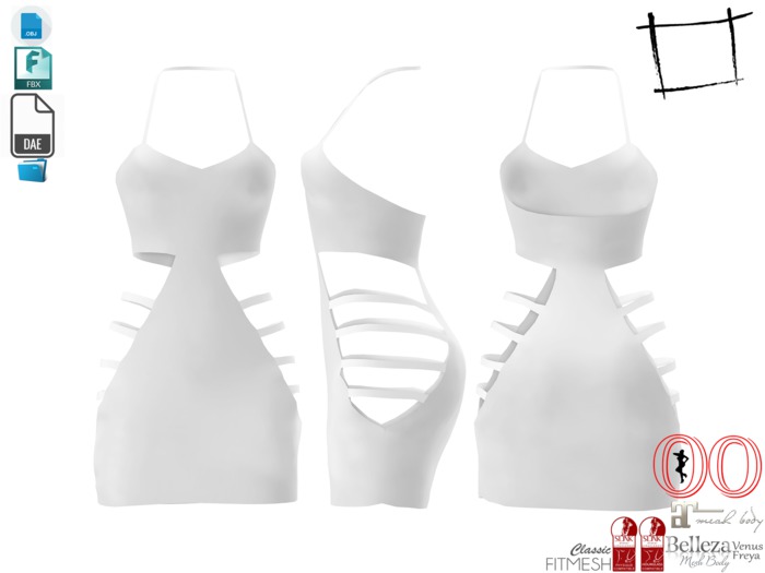 Dae Obj FBX Side Cutouts Halter Neck Mini Dress Maitreya, Ocacin Standard, Slink, Belleza