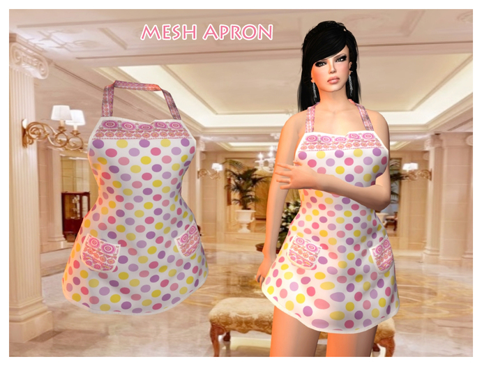 NJ Mesh / Mesh Apron (Pink polka dot)
