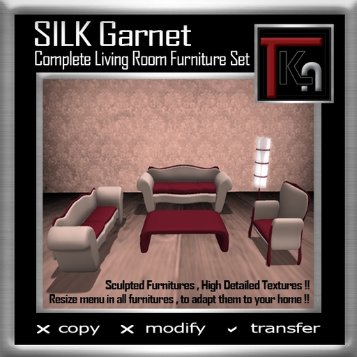 TKA-SILK GARNET-Complete Living Room Furniture Set