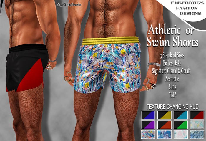 ~ Athletic or Swim Shorts for Men ~ & Texture Hud