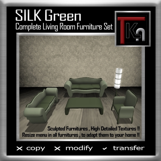 TKA-SILK GREEN-Complete Living Room Furniture Set