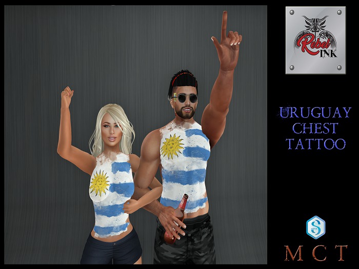 Rebel Ink Signature Applier Hud - Uruguay Chest Tattoo