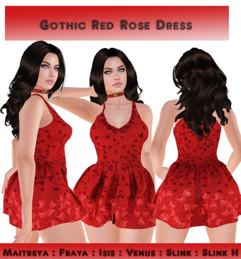 Gothic Red Rose Dress