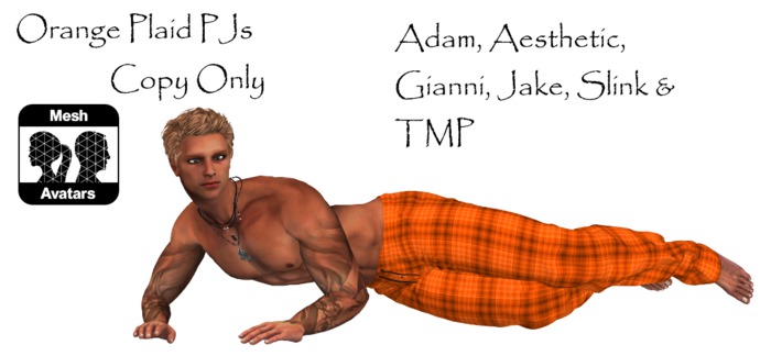 Mens Orange Plaid PJs