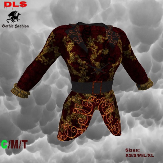 Steampunk jacket lightred gold boxed