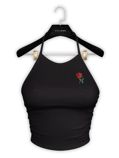 .:villena:. - Ribbed Halter Top - Black