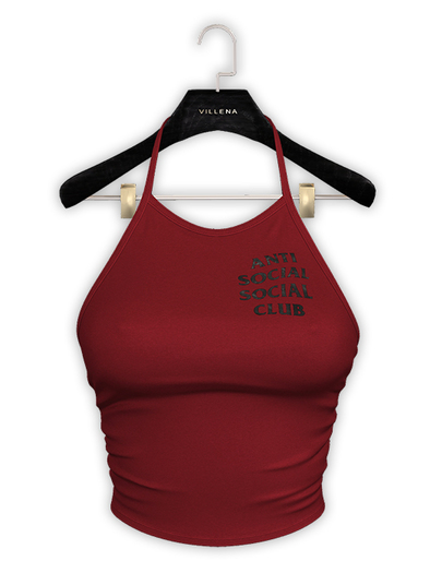 .:villena:. - Ribbed Halter Top - Maroon