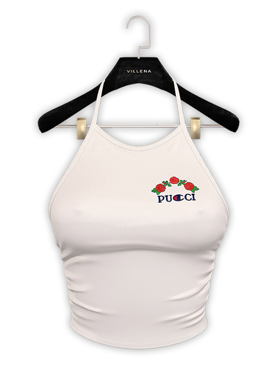 .:villena:. - Ribbed Halter Top - White