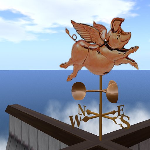 Flying Pig Weathervane shows wind direction and speed
