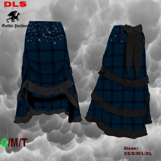 Steampunk skirt long tail carnegie blue boxed