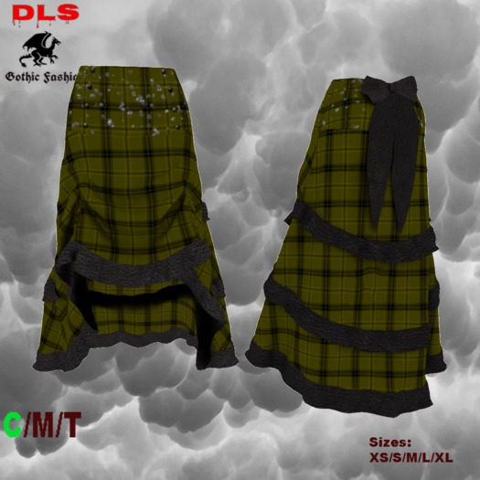 Steampunk skirt long tail carnegie yellowgreen