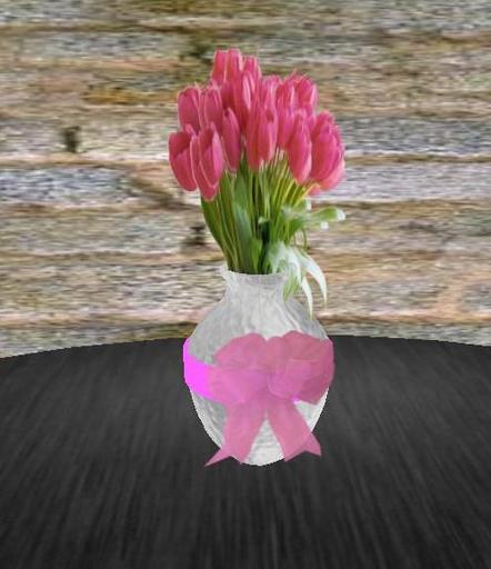 Pink Tulips In a Glass Vase