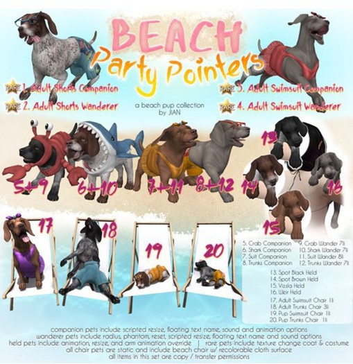 JIAN Beach Party Pointers 4. Adult Swimsuit Wanderer EP RARE