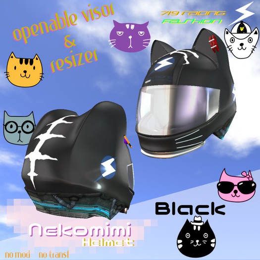 719 Racing - Nekomimi Helmet [Black] (Wear to unpack)