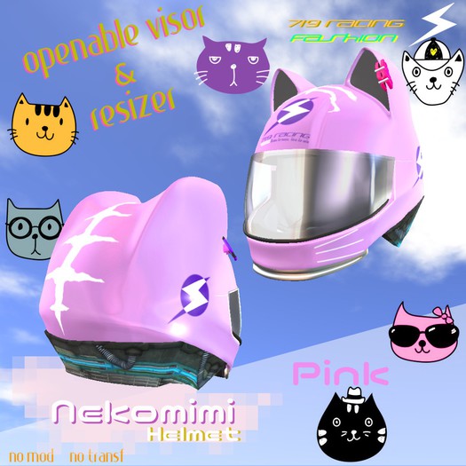 719 Racing - Nekomimi Helmet [Pink] (Wear to unpack)