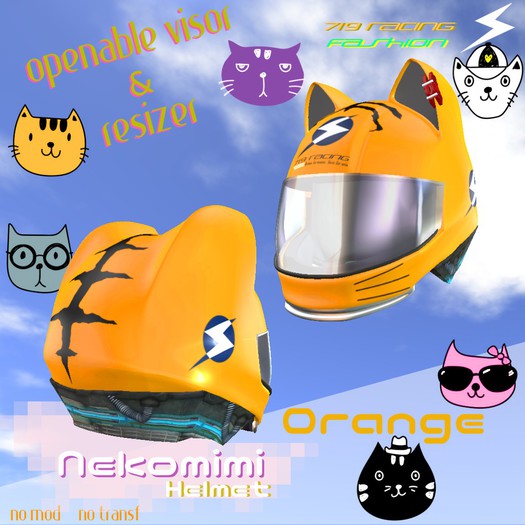 719 Racing - Nekomimi Helmet [Orange] (Wear to unpack)