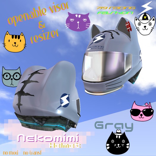 719 Racing - Nekomimi Helmet [Gray] (Wear to unpack)